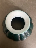 Green cased glass pumpkin rib oil lamp shade - 4