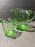 Mixed Lot of Green Depression Glass - 2