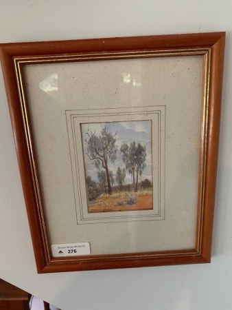 Small Framed Watercolour of Gum Trees Signed Peter Gribble