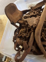 Assorted Lot of Leather Equestrian Blinkers and Harness Chain - 3