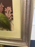 Square Framed Print of a Flower on Red Background - 3