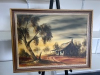 Oil on Board Framed Landscape of Australian Scene