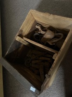 Pot of 38 Chain, Railway Spikes and 2 Wooden Boxes of Metal Items - 4