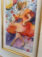 Framed Watercolour Featuring Dancing Woman - Signed by Leeka G - 2