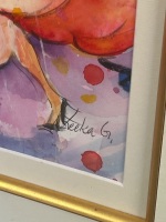 Framed Watercolour Featuring Dancing Woman - Signed by Leeka G - 3