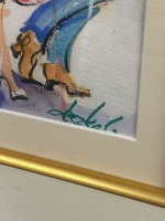 Framed Watercolour Featuring a Woman Dancing with Man - Signed Leeka G - 3