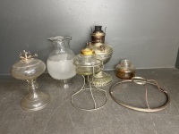 Box lot oil lamp fonts globe and shade ring