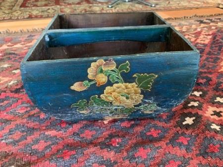 Hand Painted Blue Timber Carry Box
