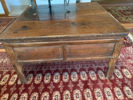 Antique Restored Chinese Elm Coffee Table with 2 Drawers