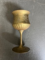 Set of six engraved brass stemmed goblets - 2