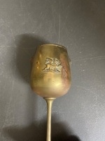 Four brass goblets griffin mounts coloured stones - 2