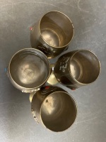 Four brass goblets griffin mounts coloured stones - 5