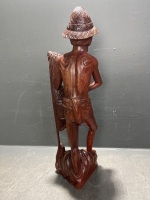 Carved hardwood fisherman figure with net - 4