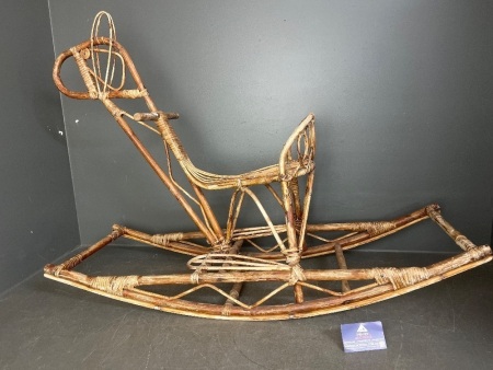 Rattan wicker child rocking horse