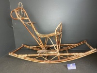 Rattan wicker child rocking horse
