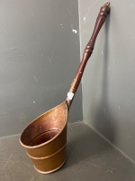 3 x copper cooking pans wood and iron handles - 6