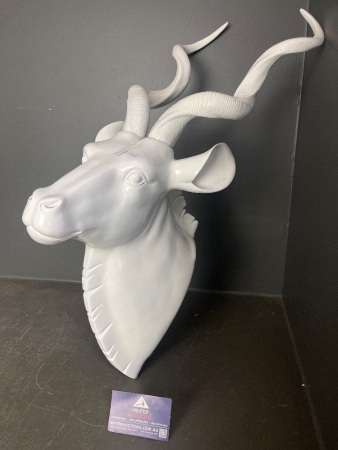 White solid plastic antelope wall bust