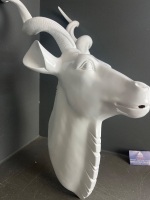 White solid plastic antelope wall bust - 2