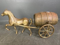 Brass horse brasses barrel bank and velvet portraits - 5