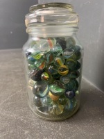 Glass jar of assorted marbles - 2
