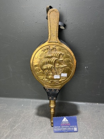 English brass galleon fireplace bellows