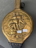English brass galleon fireplace bellows - 4