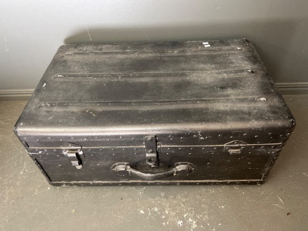 Vintage Metal Military Riveted Storage Trunk