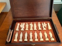 Large Timber Boxed Bisque Chess Set