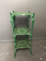 Green cast iron three tier plant stand grape pattern - 4