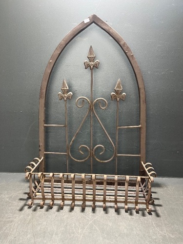 Wrought iron gothic arch garden gate fleur de lis