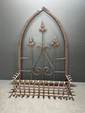 Wrought iron gothic arch garden gate fleur de lis