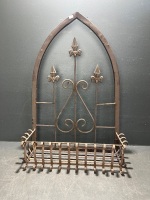 Wrought iron gothic arch garden gate fleur de lis