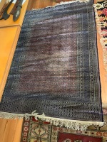 Hand Knotted Persian Silk and Wool Rug with Intricate Black and Pink Design