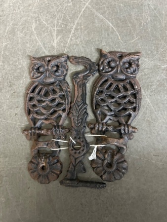 Pair cast iron shutter dogs