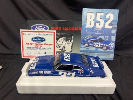 1974 Ford Falcon XB GT Coupe - # 33 Allan Moffat/Dieter Glemser - Blue Brut Hardie Ferodo 1000 - 5590 / 6000 - AUTOart87411 - Certificate Signed Allan Moffat