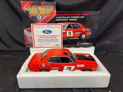 1973 Ford Falcon XY GT-HO Phase 3 - # 9 Allan Moffat - Red Australian Touring Car Championship Winner - 4818 / 6000 - AUTOart87360 - Certificate Signed Allan Moffat