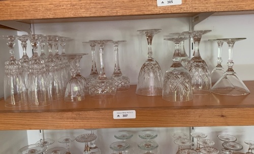 Asstd Lot of Glass & Crystal inc. Champagne Flutes, Wine, Hock, Martini and Aperitif Glasses - App. 20 in Total