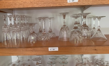 Asstd Lot of Glass & Crystal inc. Champagne Flutes, Wine, Hock, Martini and Aperitif Glasses - App. 20 in Total