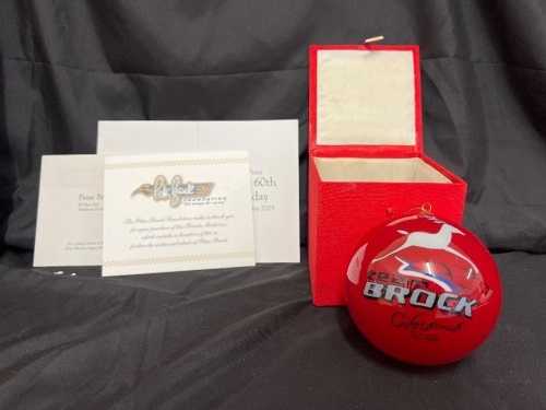 2002 Team Brock Christmas Bauble - Christmas 2002 - No Edition Number - With Peter Brock 60th Birthday Card