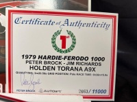 1979 Holden Torana LX A9X - # 05 Peter Brock/Jim Richards - Hardie Ferodo 1000 Winner - 2663 / 11000 - AUTOart87962 - Certificate Signed Peter Brock - 4