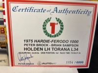 1975 Holden Torana LH L34 - # 5 Peter Brock/Brian Sampson - Hardie Ferodo 1000 Winner - 1654 / 6000 - AUTOart87560 - Certificate Signed Peter Brock - 4