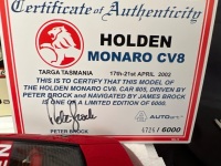 2002 Holden Monaro CV8 - # 05 Peter Brock/James Brock - Targa Tasmania - 4724 / 6000 - AUTOart80261 - Certificate Signed Peter Brock - 5