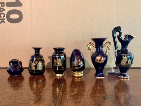 Lot of 6 Greek and Limoge Pottery Miniatures