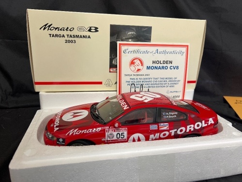 2003 Holden Monaro CV8 - # 05 Peter Brock/A. Gigney - Targa Tasmania - 2170 / 4000 - AUTOart80314 - Certificate Signed Peter Brock