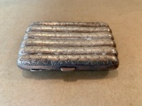 WITHDRAWN- Antique Hallmarked Sterling Silver Fluted and Incised Cigarette Case - 2