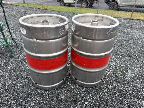 2x Coopers Brewery stainless steel beer kegs