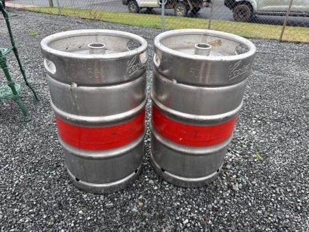 2x Coopers Brewery stainless steel beer kegs
