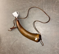 Black powder horn leather strap - 2