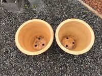 2 x Black large ceramic garden pots glazed - 2