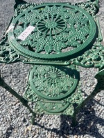 Green cast iron three tier plant stand grape pattern - 2